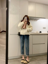 MENTMAR short down jacket for women 2021 Winter Korean version loose with small Warm Lady White Duck Suede Coat
