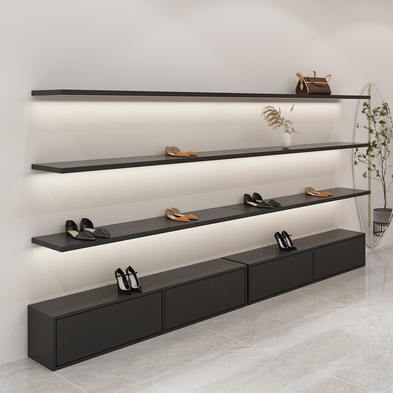 Clothing Store Shoes Show Rack Upper Wall Shoe Rack Bag for display rack Children's shoes Wooden Multilayer Shoes Shop Shelving-Taobao