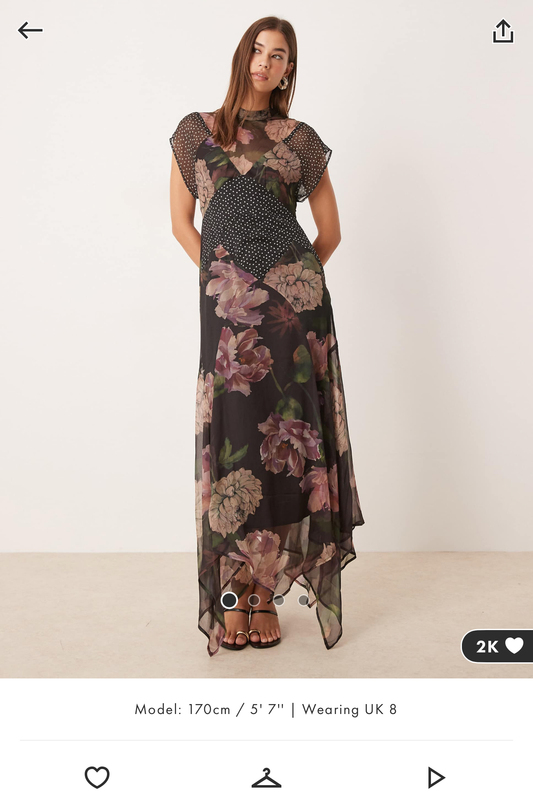 British Asos Retro Printed Holiday-Style Long Dress with a Sense of Design