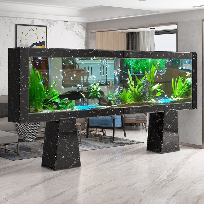 Fish tank living room large home office ecological high-end ultra white arowana tank landing 2 meters 3 meters aquarium customization