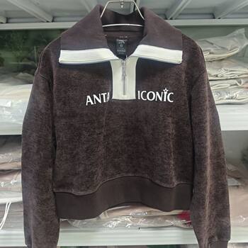 Anta American Retro Lapel Pullover Sweatshirt for Women New College Style Loose Long-Sleeved Top 162518726