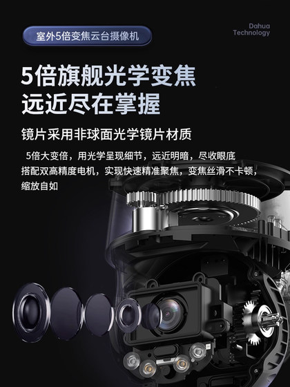 Dahua High-Definition Camera for Remote Mobile Use, No Network Required, Wireless Outdoor 360-Degree Surveillance Camera with No Blind Spots