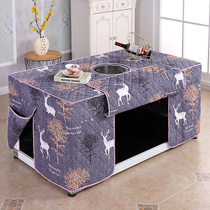  New 6-piece double-sided digging hole rectangular coffee table cover thickened baking fire cover exposed cover heating electric heater cover tablecloth