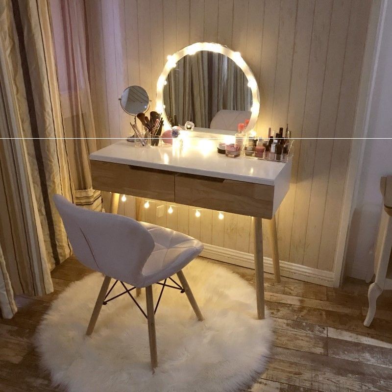 Bedroom Nordic Makeup Table New Modern Minima Small Household Type Makeup Terrace Nets Red Ins Makeup Table With Light Makeup