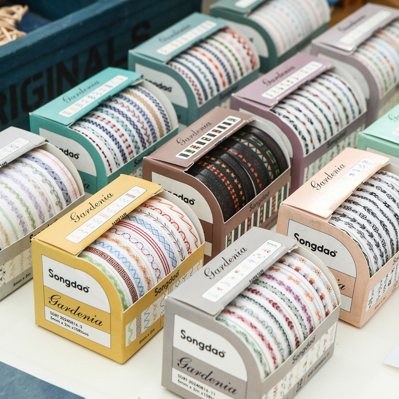 Qingzhi 10-Roll Washi Tape Set, Full Roll Journal Tape, Fresh and Delicate Style, Dividing Lines, Geometric Floral Borders, Vintage Journal Materials, Pattern Stickers, Guka Diary Decoration Tape Qingzhi 10-Roll Washi Tape Set, Full Roll Journal Tape, Fresh and Delicate Style, Dividing Lines, Geometric Floral Borders, Vintage Journal Materials, Pattern Stickers, Guka Diary Decoration Tape