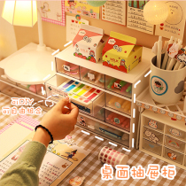 Plastic drawer type storage cabinet childrens living room bedroom dormitory students simple household finishing box thickened office multi-function waterproof transparent cosmetics jewelry locker combination storage box