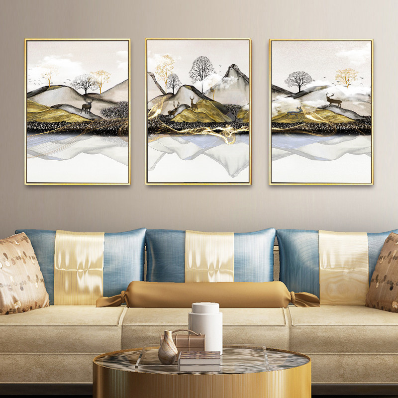 New Chinese living room decorative painting sofa background wall simple modern ink painting landscape office wall painting mural