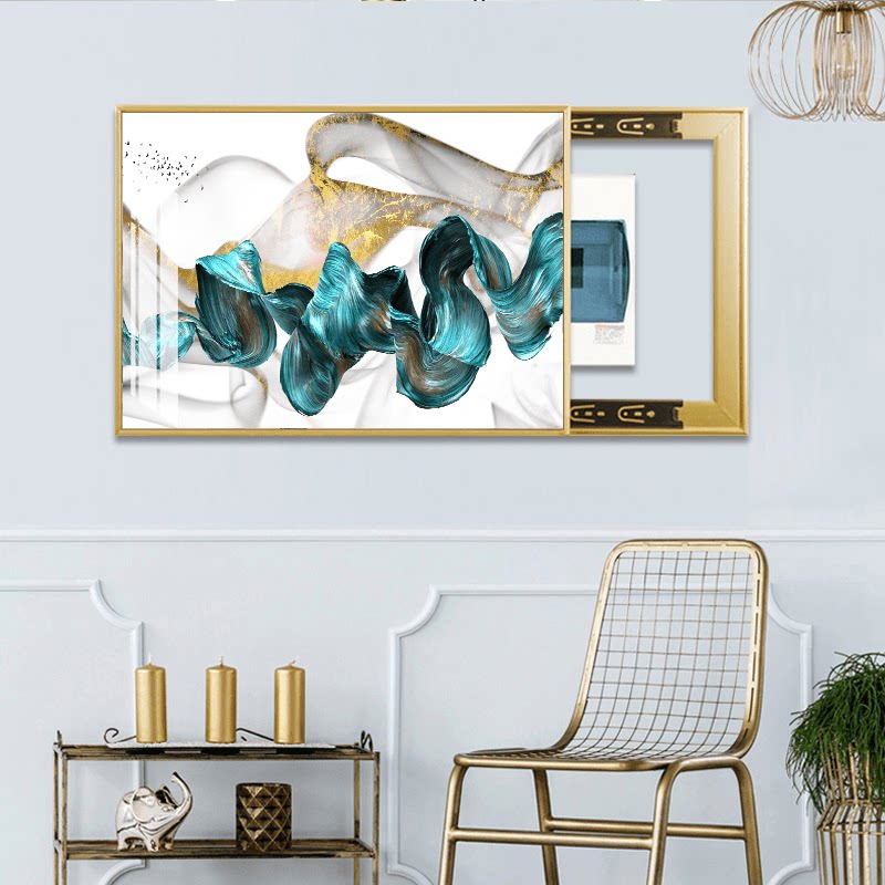 Light luxury crystal porcelain meter box decorative painting punch-free distribution box to block the power supply Nordic hanging painting master switch switch box