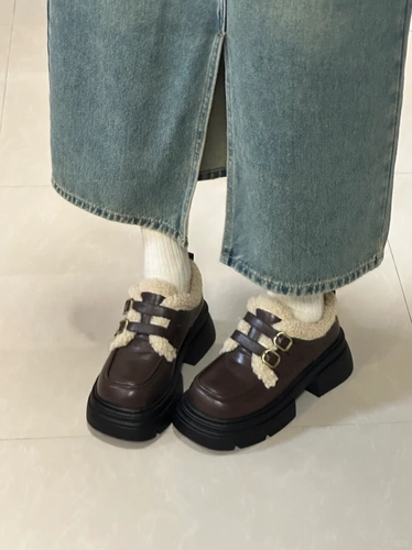 Лоферы на платформе, зимняя утепленная обувь, удерживающие тепло туфли в английском стиле для кожаной обуви, в британском стиле