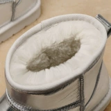 Кожаные флисовые удерживающие тепло короткие сапоги, из натуральной кожи