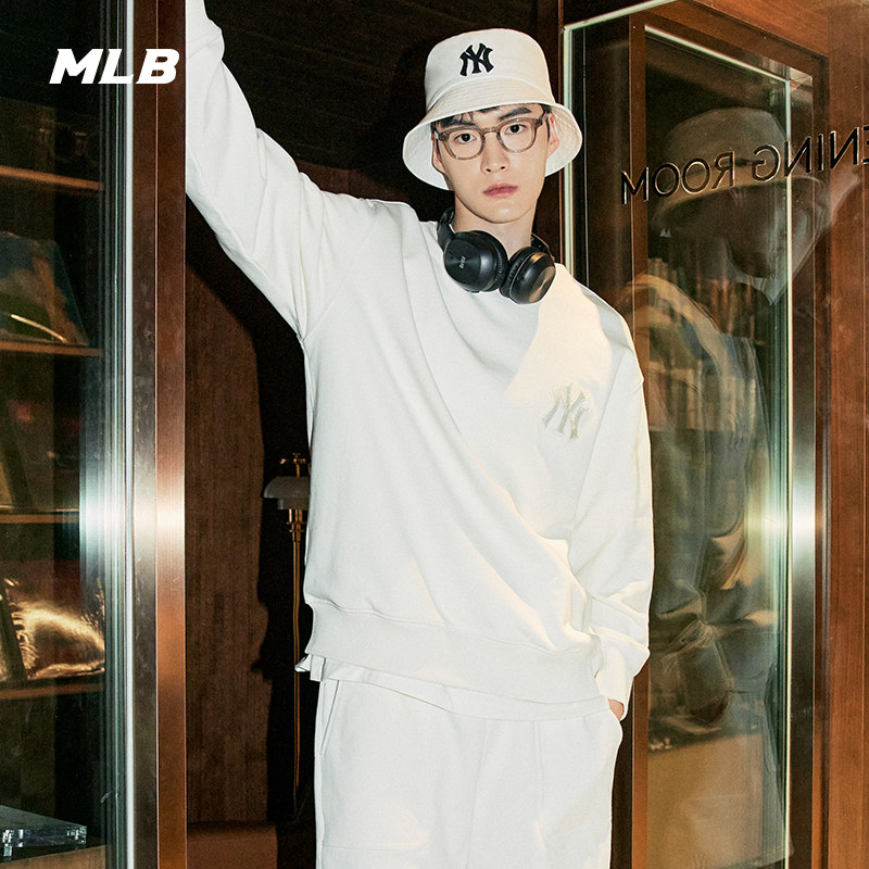 MLB official men's and women's round neck cotton T sports casual loose couple pullovers tide 22 autumn and winter MTB02