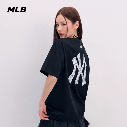 MLB, ретро хлопковая летняя футболка подходит для мужчин и женщин для влюбленных для отдыха, с печатью вашего логотипа