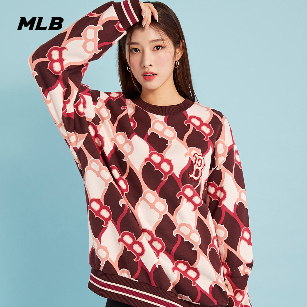 MLB Official Men's and Men's Lovers Round collars Necropolis Retro Old Flowers Casual 100 hitch winter MTY01-Taobao