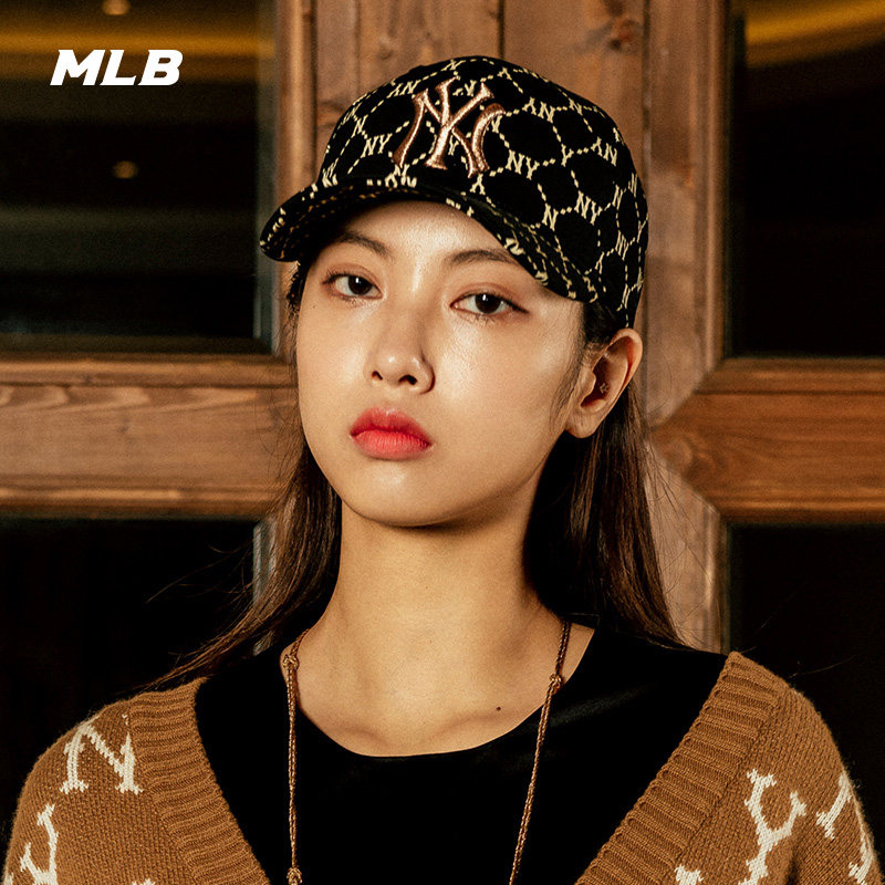 MLB official men's and women's hats retro old flower baseball cap sports windproof warm peaked cap autumn and winter CPFH