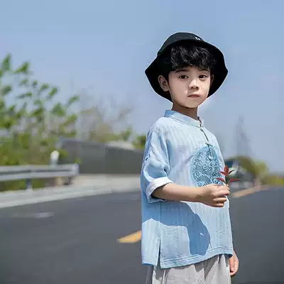 Boys Hanfu Children's Chinese style Tang clothing summer short-sleeved suit Baby retro ethnic clothes Children's daily costume