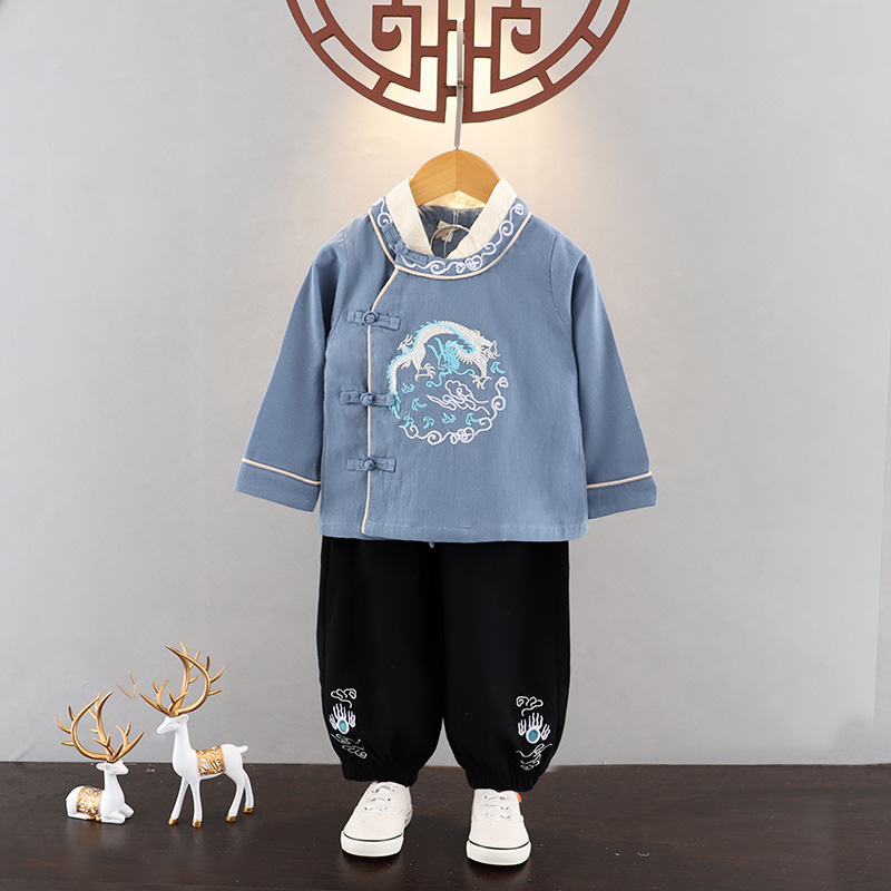 Hanfu boy Spring and autumn suit Chinese wind baby improvement Tangclothing children's retro clothes with little lord to serve Song Out of service