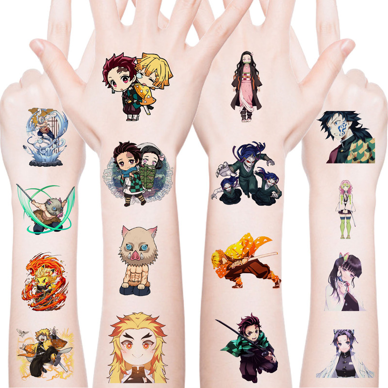 Cross-Border Demon Slayer Tattoo Stickers 40 Pieces Cartoon Tattoo Stickers Water Transfer Disposable Tattoo Stickers Toys
