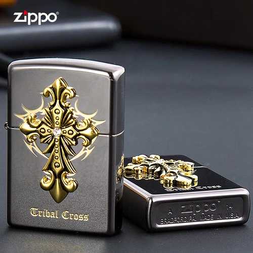 Zippo более светлый подлинный черный лед древний серебряный бриллиант святой святой, оригинальные аутентичные ветрозащитные зажигалки