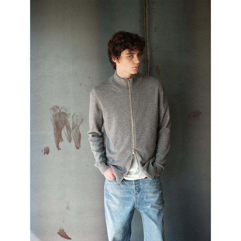 Manifold|100% Consinee Cashmere Double-Zip Long-Sleeve Warm Commuter Simple Sweater Knitwear Jacket Manifold|100% Consinee Cashmere Double-Zip Long-Sleeve Warm Commuter Simple Sweater Knitwear Jacket