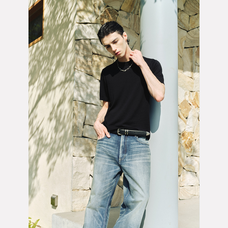 Manifold｜15.5 Micron Yangzi Biella Yarn Worsted 100% Golden Wool Knitted Short-Sleeve Shirt