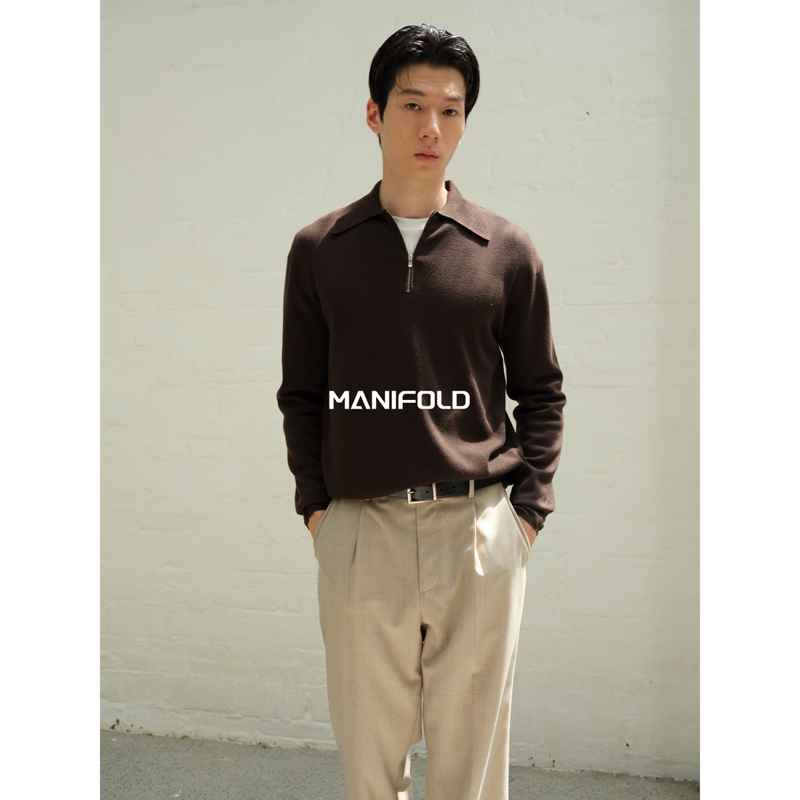 Manifold｜German Yangzi Biellayarn Fine-Spun Wool 18-Gauge Half-Zip Knit Long-Sleeve Polo Shirt