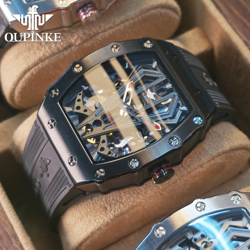 Men's watches men's Swiss Oupink brand mechanical watches square men's watches waterproof trendy luminous top ten - Taobao