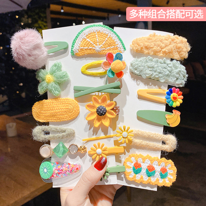 Autumn Winter Knit Plush Hair Clip Girl Cute Side Clip Baby Hairy Clips Head Decoration Without Hurt Hair Clip Headwear