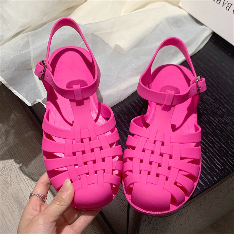 Korean-Style Fashionable Outdoor Soft-Soled Non-Slip Rose-Red Roman Slippers, Trendy New Barbie Pink Sandals with a Stepping-On-Clouds Feel for Women Korean-Style Fashionable Outdoor Soft-Soled Non-Slip Rose-Red Roman Slippers, Trendy New Barbie Pink Sandals with a Stepping-On-Clouds Feel for Women