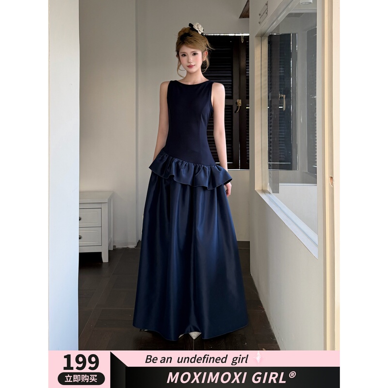 Now Moxi Eternal Sea Is Launching a New Sleeveless Satin Waist-Cinching Slimming Flower Bud Banquet Birthday Dress