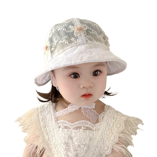 婴儿帽子夏季宝宝遮阳帽渔夫帽蕾丝公主户外防晒帽太阳帽女童新款
