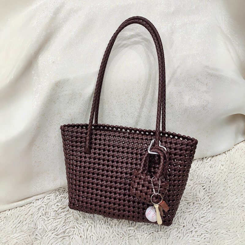 Hand-Woven Rattan Bag DIY Material Kit, Rattan Basket with a High-End Feel, Hollow-Out Design, Woven Tote Shoulder Bag