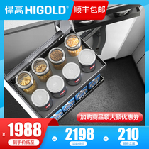 HIGOLD High damping dish drawer Seasoning basket bowl rack Kitchen cabinet accessories Corner pull basket matte