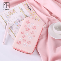 kinbor Cherry Blossom week zipper bag hand account this week plan this cloth embroidery hand account book creative plan Day Book girl Heart Book Diary book Diary
