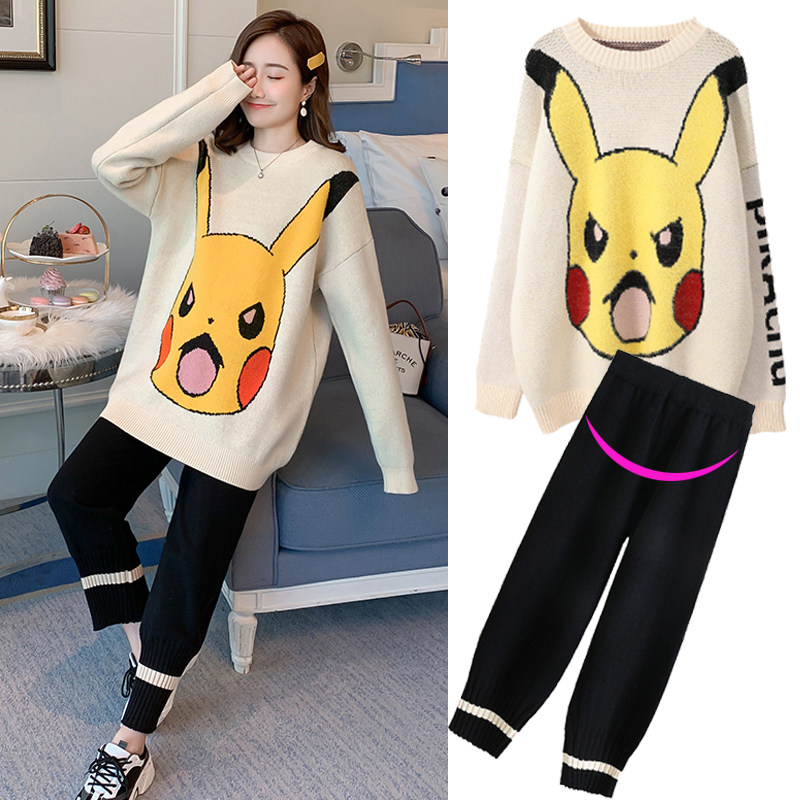 plus size 200kg maternity suit fashion thickened short sweater winter late pregnancy autumn winter tops