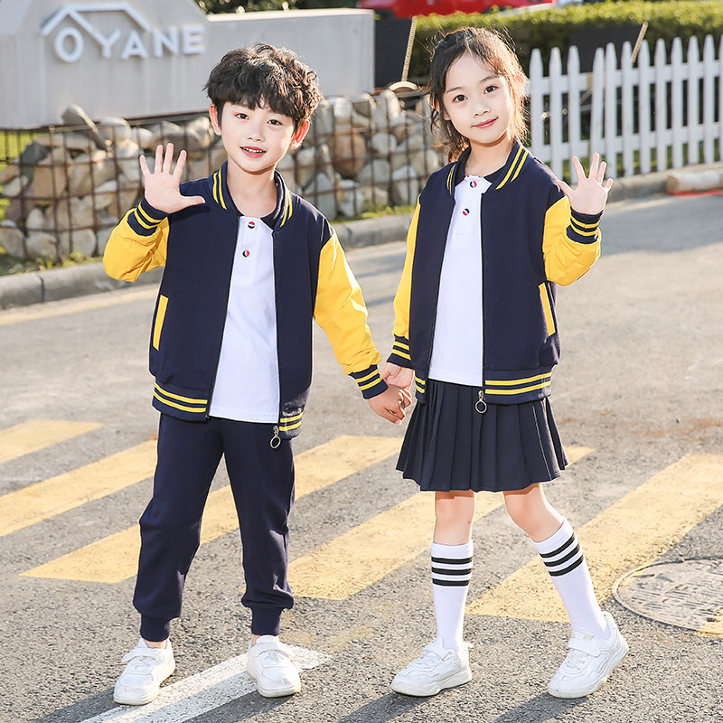 Kindergarten Garden Clothing Spring Autumn Clothing Inglém Wind Pure Cotton Elementary School Children's School Uniform Children's School Suit Games Three Sets