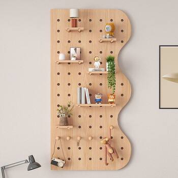 Entrance door key storage rack solid wood hole board entrance storage rack wooden wall hanging bookshelf partition
