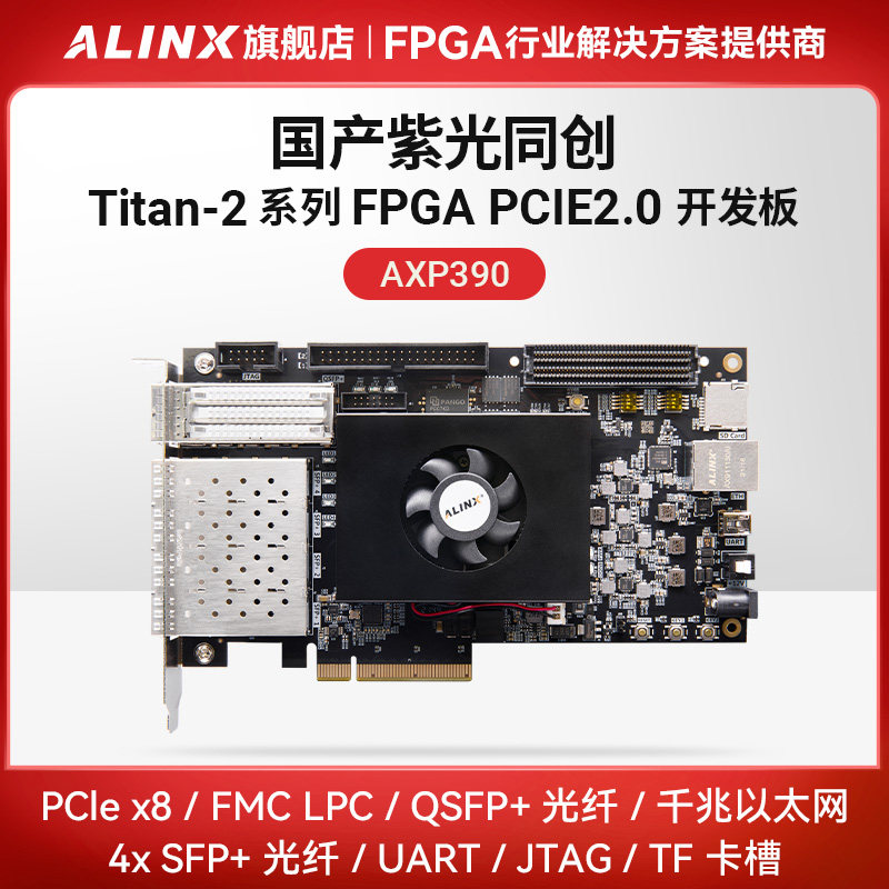 黑金ALINX国产FPGA开发板紫光同创 Titan2 PCIe 光纤通信DDR4 FMC