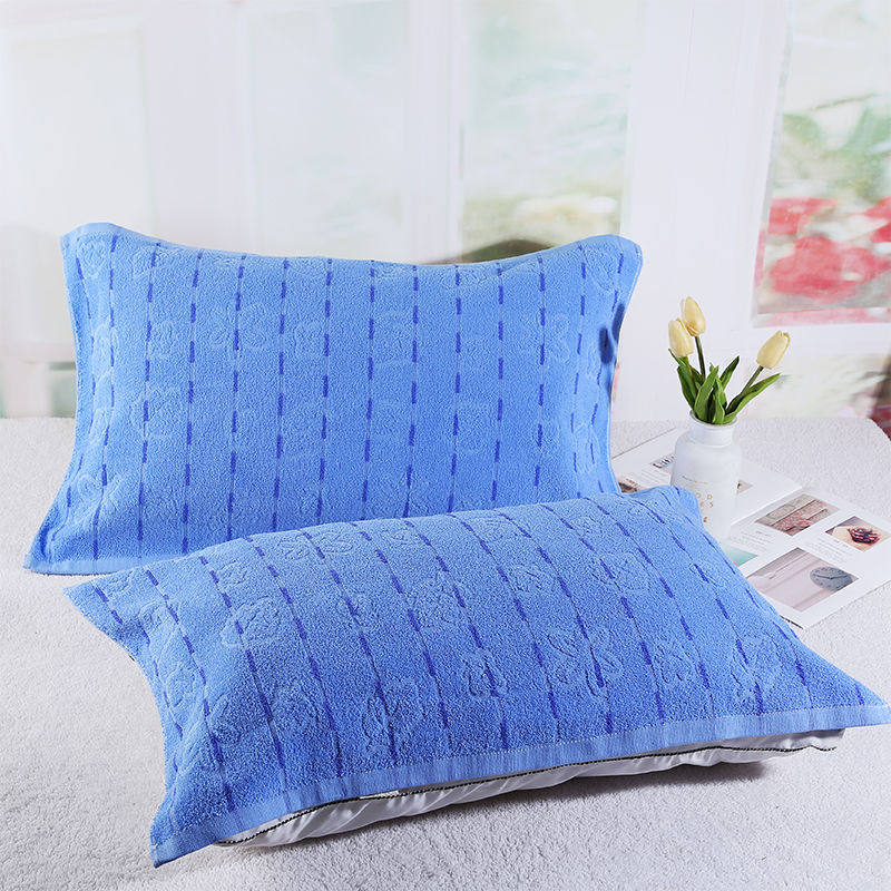 Lyu Student Pillow Towels All cotton single pillow towel School dorm blue cartoon breathable cotton pillow towel