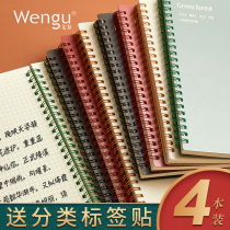 Wengu PP wire circle book Shaohua retro notebook thick 80 pages spiral book art exquisite simple business office notebook horizontal line book students use square grid mind map exercise book
