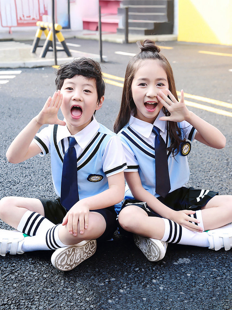 Kindergarten Landscaped Summer School Uniform Suit Class School English Breeze Graduation Photo Clothing Elementary School Students Short Sleeve Summer Clothing