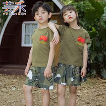 Childrens camouflaying summer male and female child-suit children acting out of uniform for students kindergarten outdoor expansion military training clothes