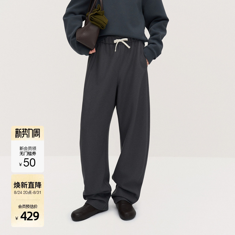 Ochirly Wool-Blend Knit Knife-Cut Pants Women's Sweatpants Loose Casual Autumn and Winter