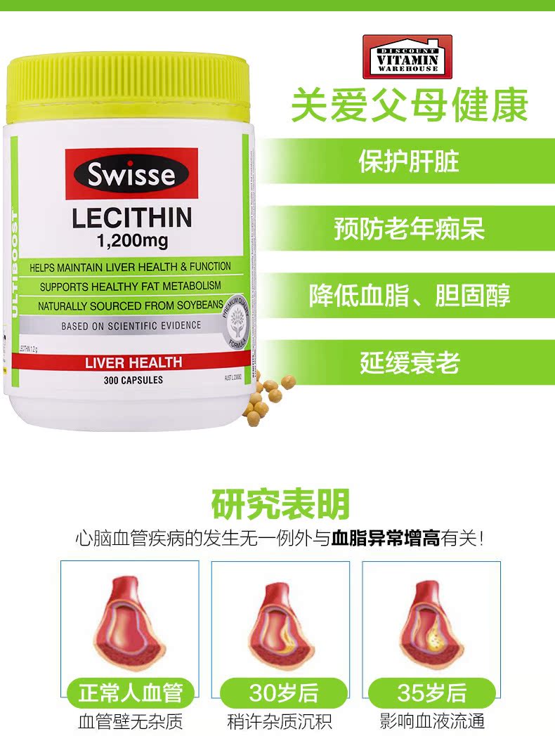 Swisse Soy Lecithin 300 зерна с глубоководными мягкими капсулами рыб