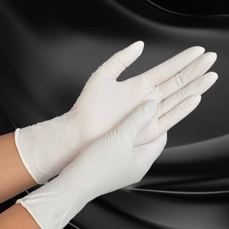 Disposable thickness and long white oil resistant wear and durable nitrile latex rubber household clean cloth gloves