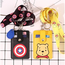 Student neck card set bus card set school card sleeve lanyard rice card card multi card access card leather cover transparent