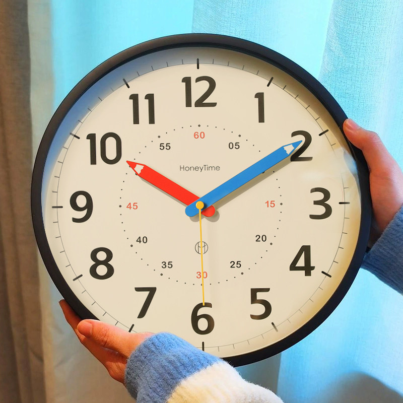 Brief hanging bell new 2023 Home modern wall-mounted Living room Creative clock quartz clock Table mute mesh Red hanging Table-Taobao