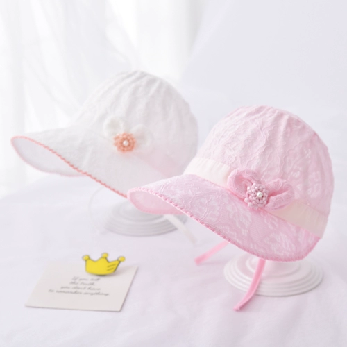 Летняя тонкая кружевная милая шапка для девочек для новорожденных для принцессы, защита от солнца