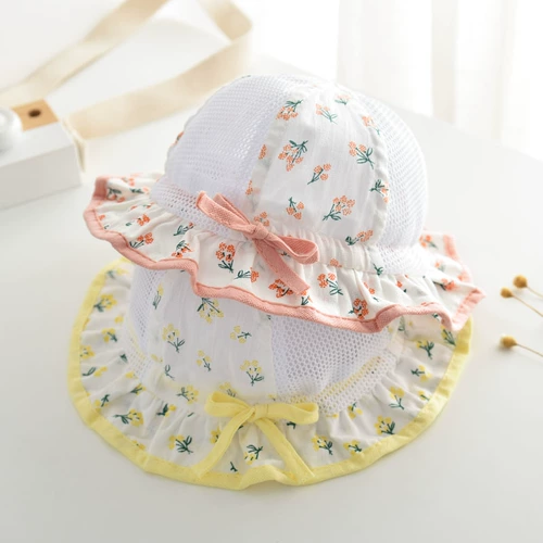 Детская летняя тонкая шапка, милая регулируемая солнцезащитная шляпа для раннего возраста для девочек для принцессы