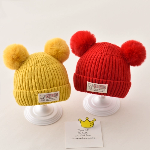 Шерстяная детская демисезонная зимняя милая вязаная шапка для девочек для новорожденных для раннего возраста