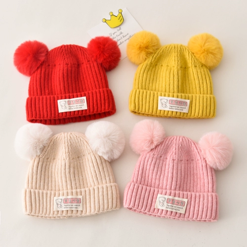 Шерстяная детская демисезонная зимняя милая вязаная шапка для девочек для новорожденных для раннего возраста